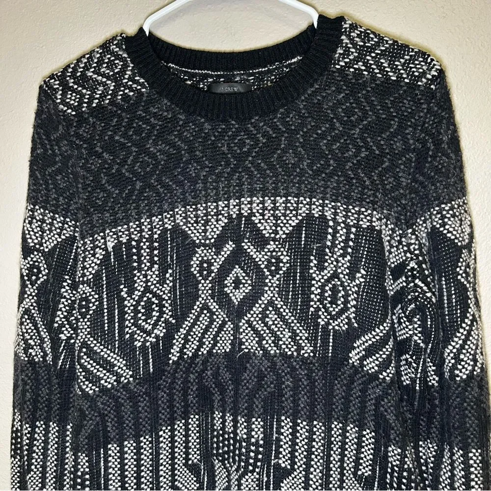J. Crew Wool Cotton Blend Mixed Stitch Knit Crewneck Sweater Women’s Size Large